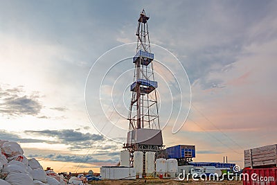 Drilling rig in the northern oil and gas field. Stock Photo